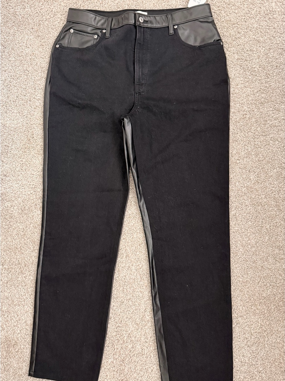 Women’s A&F Black Denim w/ Faux leather back